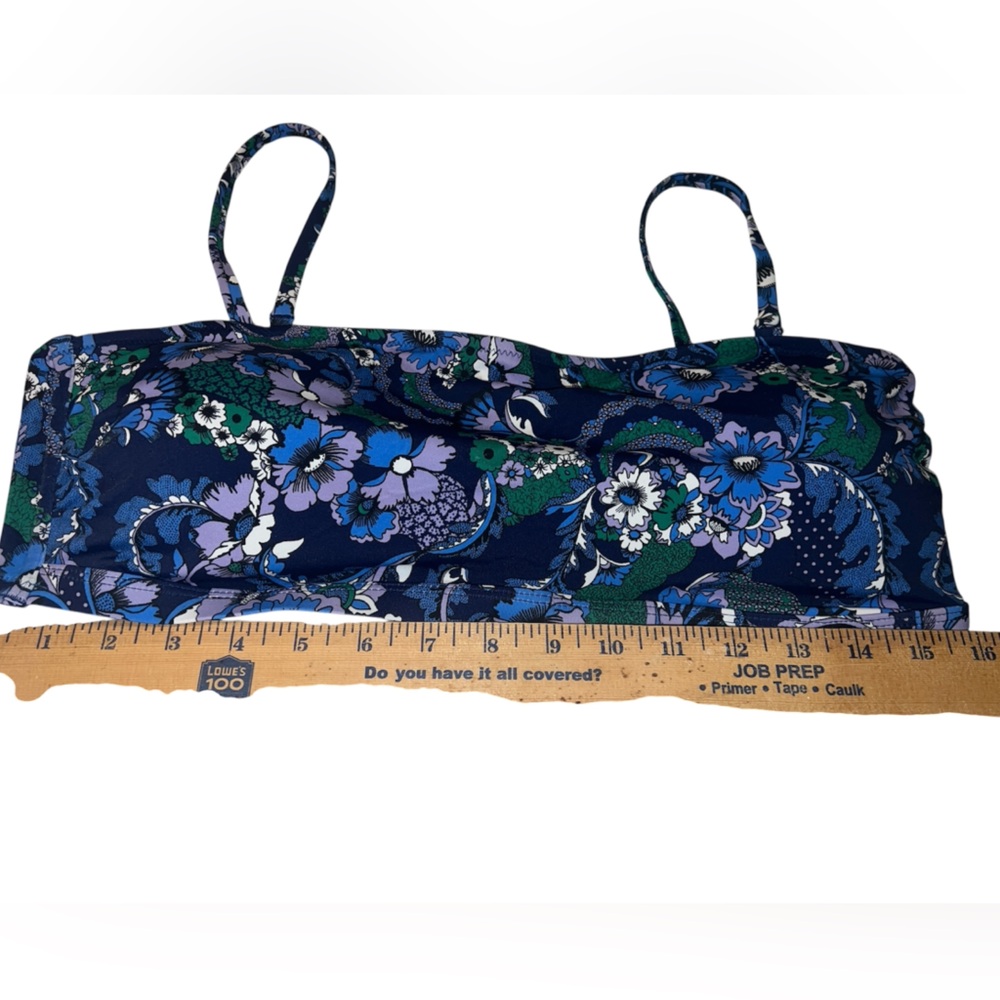NWT Floral Bandeau Swim Top Bikini Top Adjustable & removable straps & padding